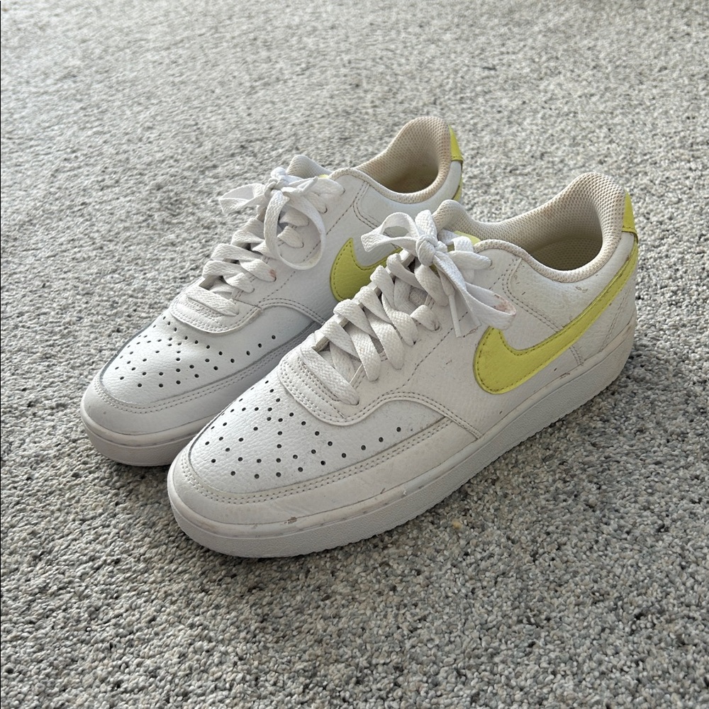 Nike Air Force One White Sneakers with Yellow Accents